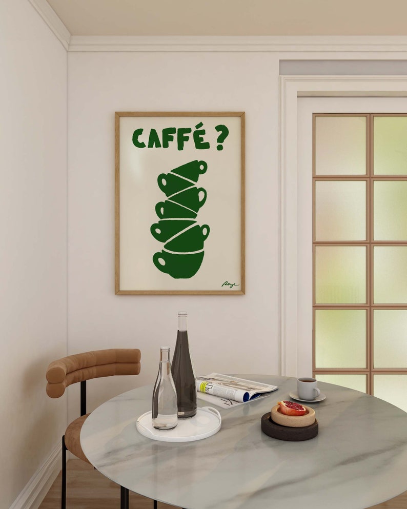 Black Coffee Print: Retro Drink Poster, Mid Century Modern Kitchen Wall ...