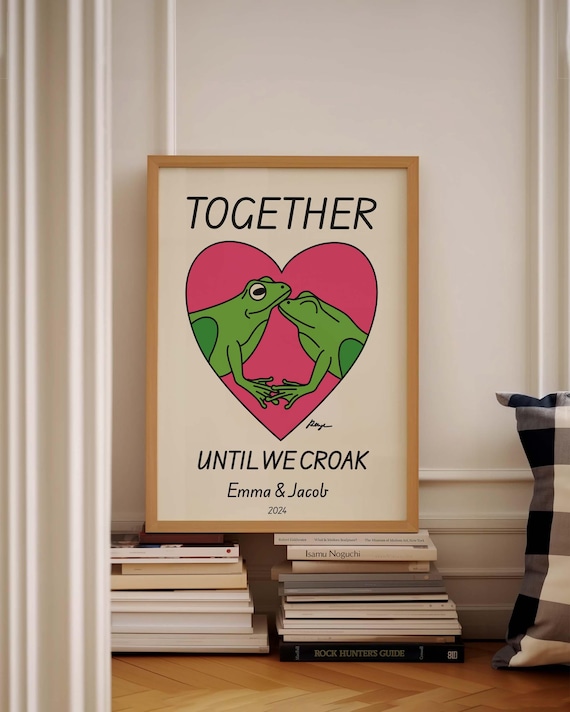 Personalised Frog Print: Custom Couple Poster, Customised Love Wall Art, Valentines Gift Anniversary
