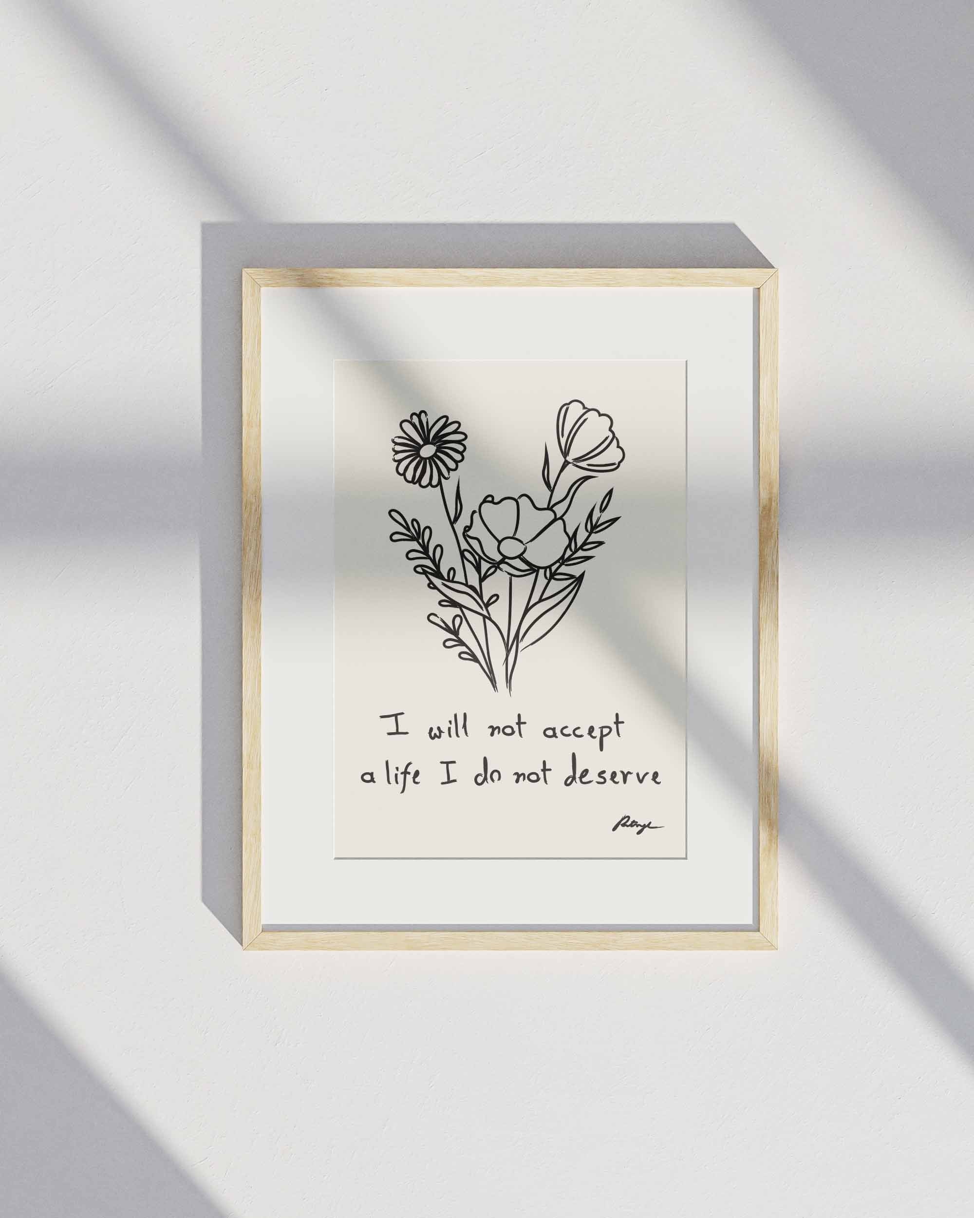 Motivational Quote Print, Floral Line Art, Typography Poster - Etsy