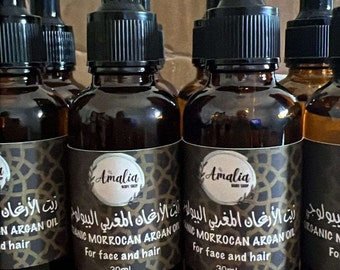 Organic Argan Oil 100% Cold Pressed for Face and Body Anti Aging 30ml