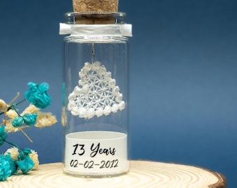 Personalised 13th Lace Wedding Anniversary Tiny Keepsake Gift - 13 Years Married Husband Wife Couple