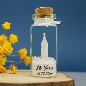 Handmade 16th Anniversary Gift | Wax Wedding Keepsake | Personalised Mini Bottle with Candle