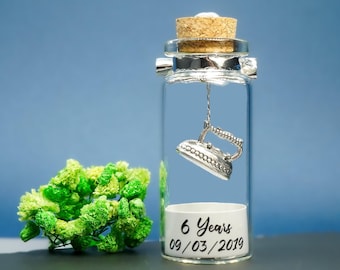 Personalised 6th Iron Anniversary Miniature Keepsake Gift, Six Years Wedding Anniversary Husband Wife Couple