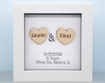 Personalised 5th Wood Anniversary Gift for Him Her Couples
