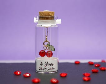 Personalised 4th Fruit Cherry Wedding Anniversary Tiny Keepsake Gift, Card Alternative