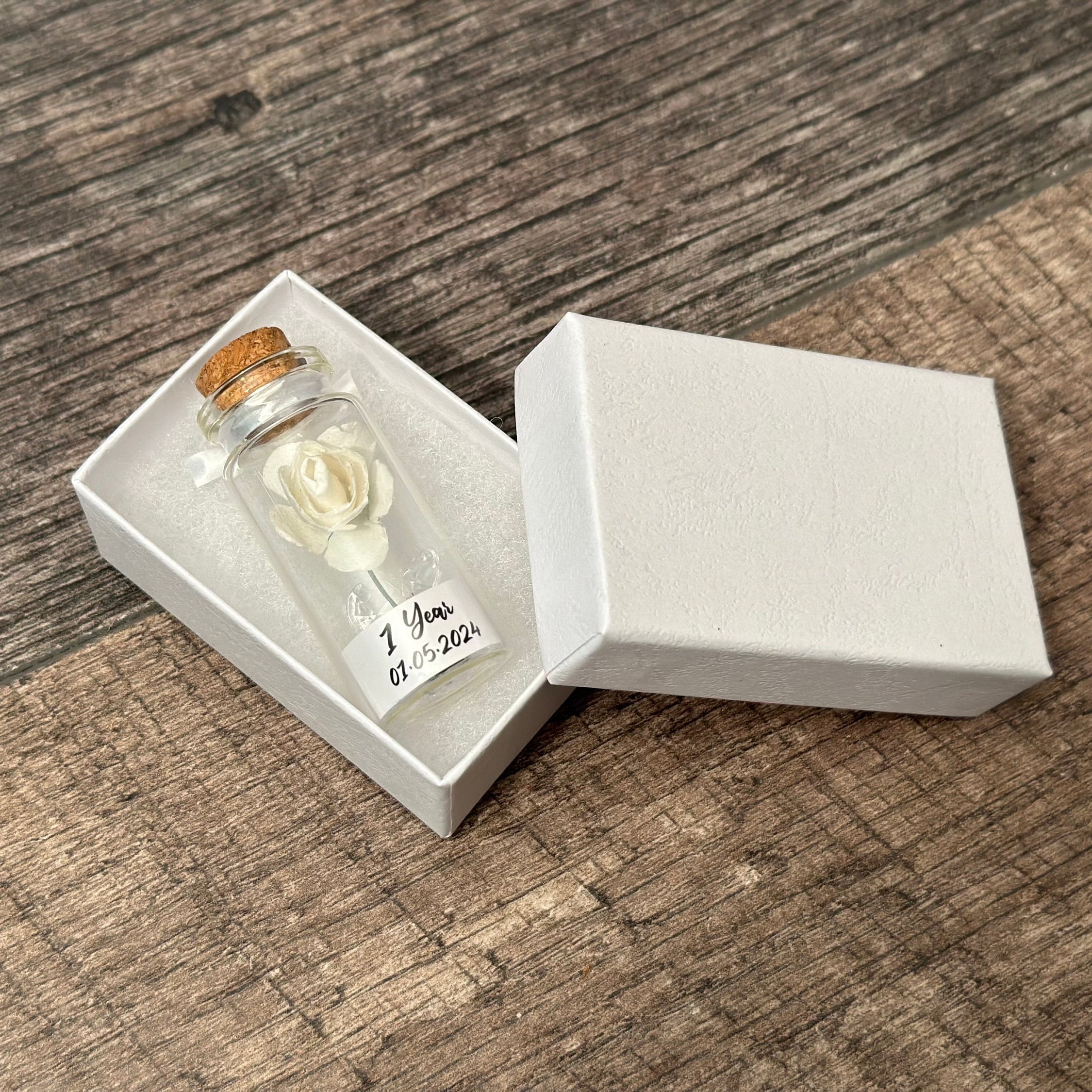 1st Paper Anniversary Miniature Gift, 1 Year Wedding Anniversary Personalized Handmade Gift, Keepsake Mini Paper Rose Anniversary Gift