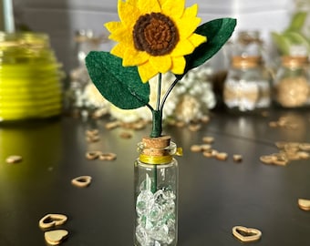 Personalised Handmade Mini Felt Sunflower Birthday or Thank You Keepsake Gift