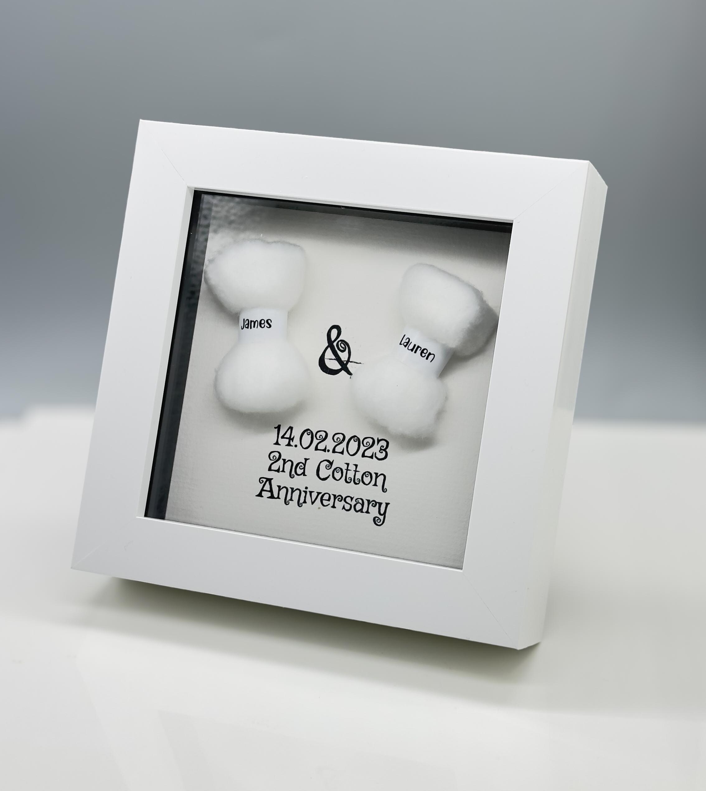 Personalised 2nd Cotton Wedding Anniversary Handmade Cotton Keepsake