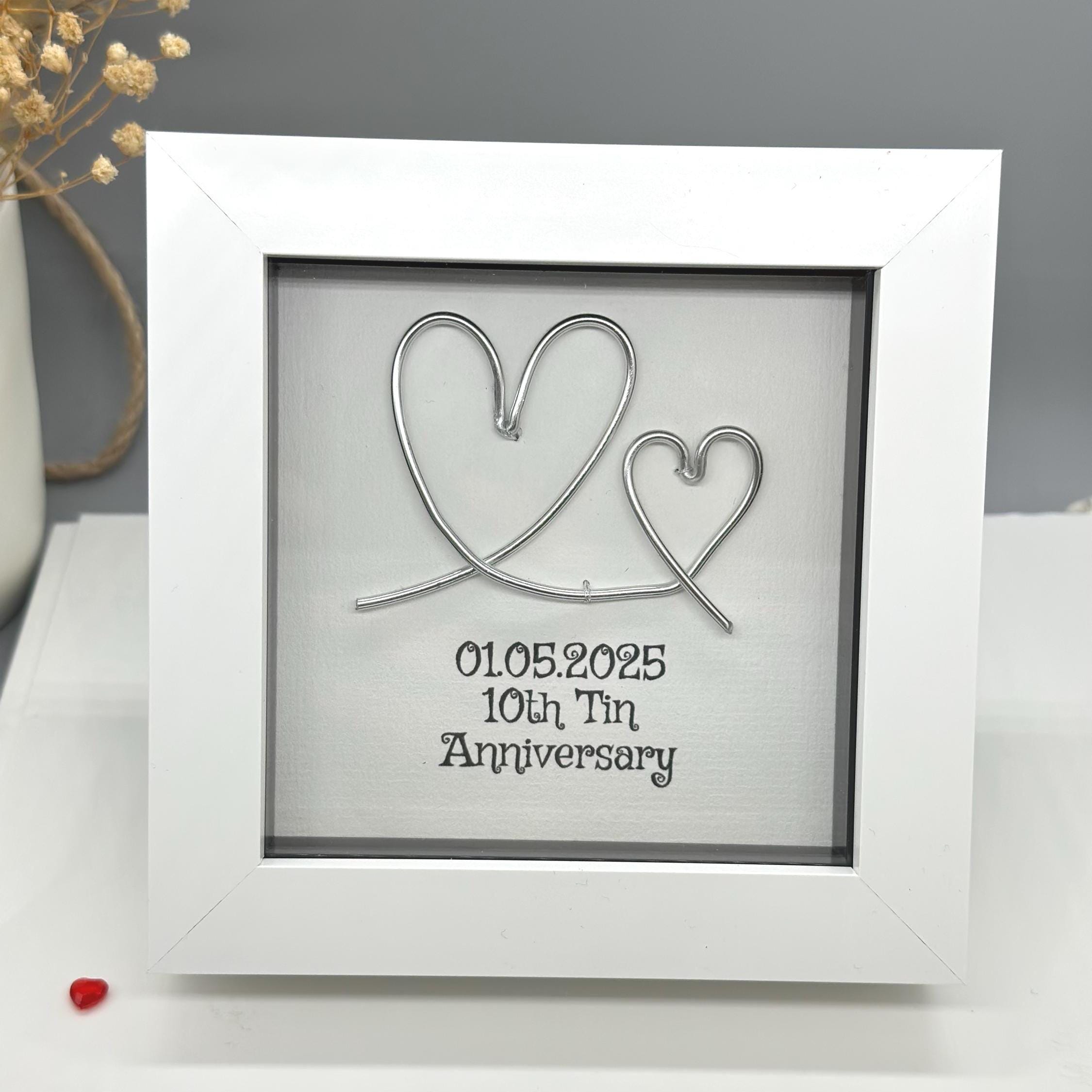 Personalised 10th Tin Wedding Anniversary Gift – Handmade