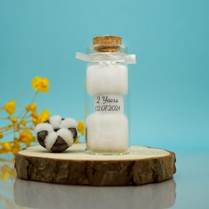 Cadeau personnalisé pour 2e anniversaire | Bouteille souvenir en coton pour mari, femme ou couple | Alternative à la carte