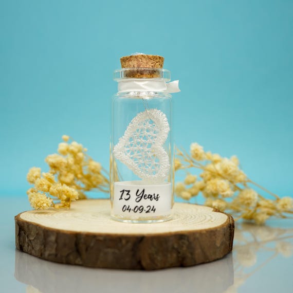 Personalised 13th Lace Anniversary Tiny Keepsake Gift - Card Alternative Husband Wife Couple