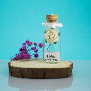 Personalised 1st Paper Anniversary Tiny Keepsake Gift - Paper Rose Card Alternative Husband Wife Couple