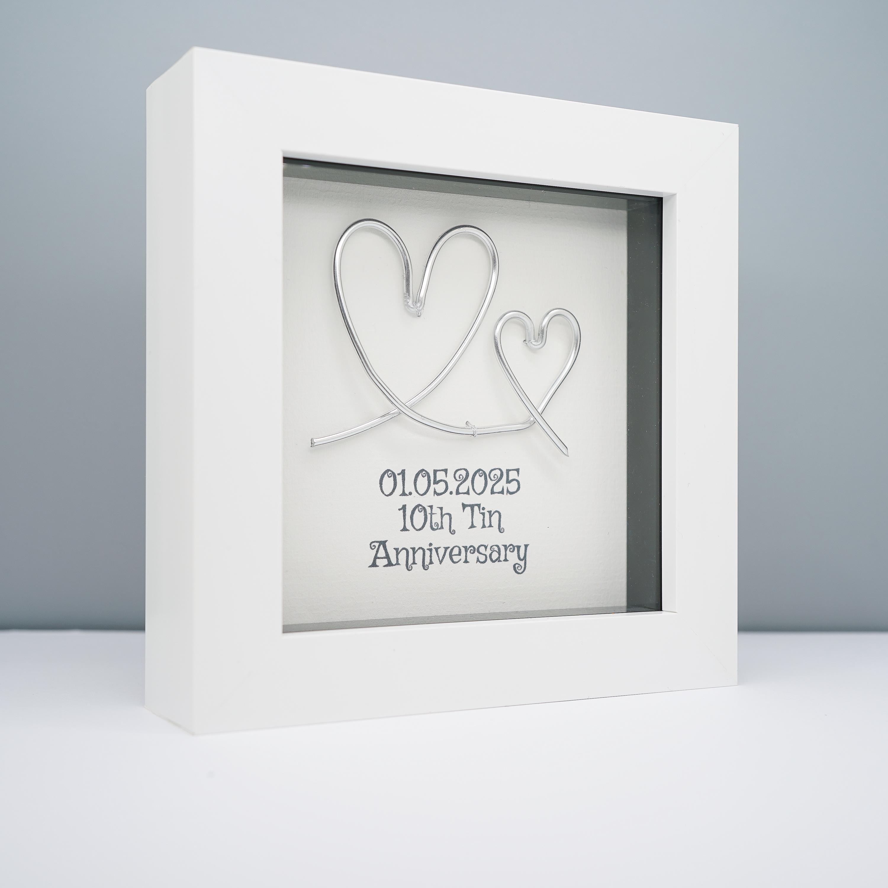 Personalised 10th Tin Wedding Anniversary Gift – Handmade