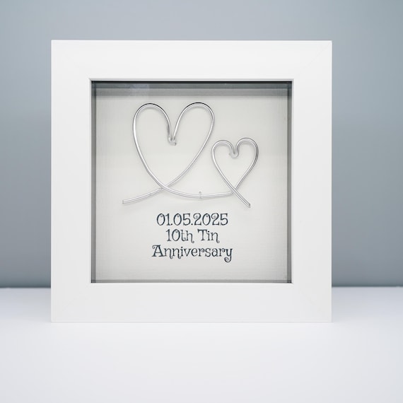 Personalised 10th Tin Wedding Anniversary Gift – Handmade