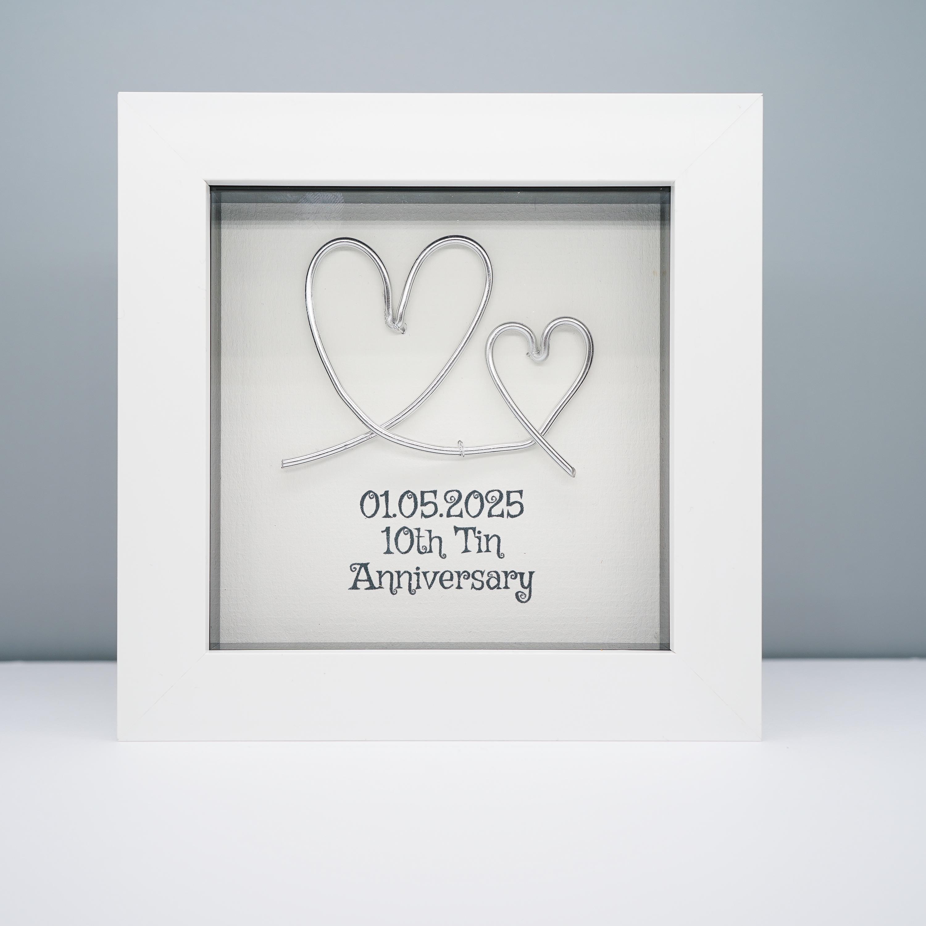 Personalised 10th Tin Wedding Anniversary Gift – Handmade