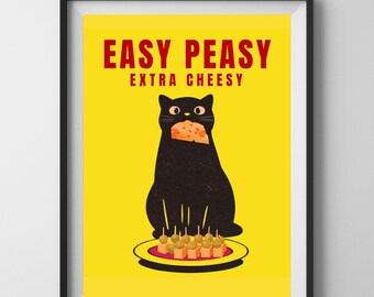 Funny Kitchen Cat Poster, Pawfect Day, Dishy Full of Fishy, Wall Art, Cat Lover Gift, Cute Cat Decor, Kitchen Wall, Funny Animal Print