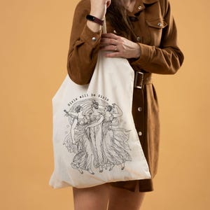 Feminist Tote Bag Aesthetic | Vintage Goddess Canvas Bag | Girl Power Tote | Feminine Lover Bag | Cottagecore women tote, gift for girls image 9