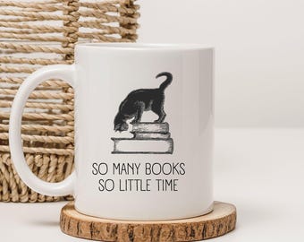Book Lover Mug, Cat Reading Mug, Bookworm Gift, Reader Coffee Cup, Cozy Reading Mug, Librarian Gift, Book Club Mug
