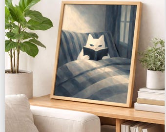 Cat Wall Art Print, Minimalist Cat Poster, Aesthetic Vintage Home Decor, Cat Lover Gift, Trendy Cat Artwork, Printable Art, Cat Lover Gift