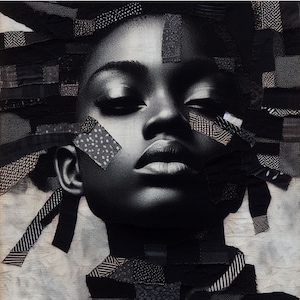 Stitches of the Soul | Wall Art | AI Generated | African American| Printable Download | Inspired by Bisa Butler| Unique Home Deco |Black Art