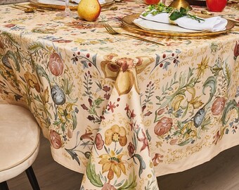 Wildflowers Floral tablecloth rectangle, holiday tablecloth, Provence French tablecloth. Woman gift.