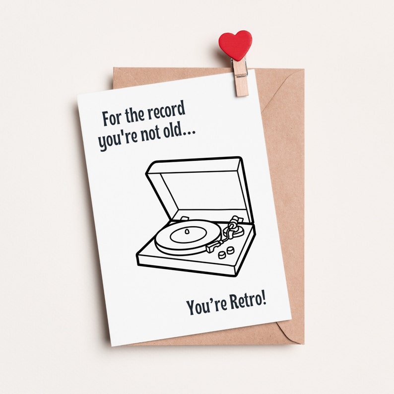 Retro Birthday Card Printable, Vintage Record Player, for Dad,humorous ...