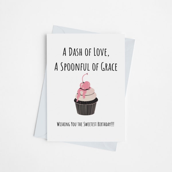 Sweet Birthday Greeting Card, Printable Cupcake Design, Heartfelt Wishes for Loved Ones, Instant Download, Personalized Birthday Note