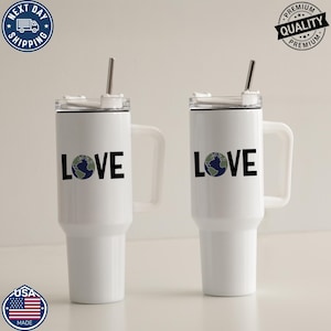 Vaso &quot;Amor a la Tierra&quot;, Vaso del 22 de abril, Taza de viaje &quot;Amor a la Tierra&quot;, Vaso del Día del Medio Ambiente, Vaso de viaje &quot;Amor al Planeta&quot;