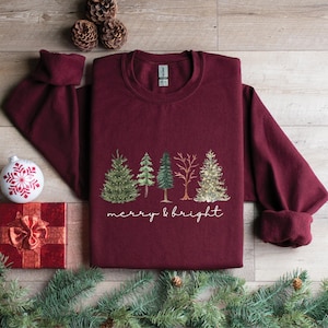 Merry and Bright Sweatshirt, Christmas Sweatshirt, Family Christmas Sweatshirt, Christmas Sweatshirts for Women, Merry Christmas Sweatshirt