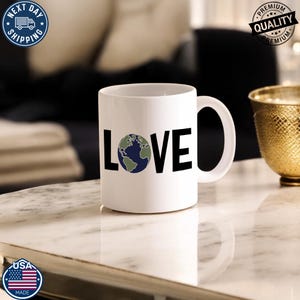 Taza &quot;Amor a la Tierra&quot;, Taza del 22 de abril, Taza &quot;Amor a la Tierra&quot;, Taza de cerámica del Día del Medio Ambiente, Taza del Día de la Tierra, Taza &quot;Amor al Planeta&quot;