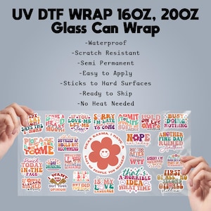Custom UV DTF Prints | Cup Wrap Decals | UV Gang Sheet | Glass Wood Metal Sticker | No Weeding, Ready to Press | Custom Cup Wrap