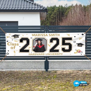 Personalized Graduation Banner, Graduation Banner, Class of 2025 Banner, Congrats Banner, Graduation Decor, Graduation Sign, Photo Banner