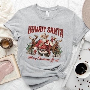 Howdy Santa T-shirt, Merry Christmas Yall Shirt, Western Christmas Sweater, Cowboy Christmas Sweater,Country Christmas,Christmas Crewneck