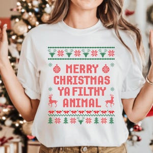 Merry Christmas Ya Filthy Animal Shirt, Ugly Christmas Sweater, Funny Christmas Shirt,Christmas Gifts,Christmas Crewneck,Winter Sweater