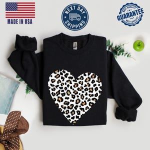 Valentine Heart T-shirt, Leopard Print Love Shirt, Cute Animal Print Valentine Shirt, Valentine&#39;s Day Heart Shirt