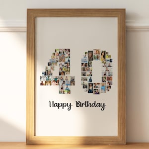 40th Birthday Photo Collage Frame, Custom Photo Collage, Photo Print, Personalized Decor, Birthday Gift, 40th Photo Gift, Framed Photo