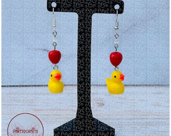 Lucifer Morningstar Duck Earrings. Hazbin Hotel inspired jewelry. Duck earrings.