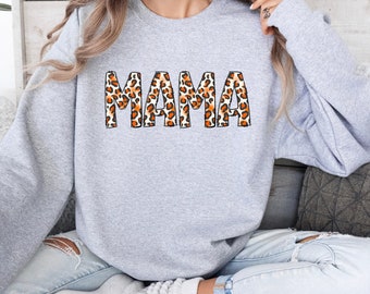 Orange Leopard Mama Shirt / Trendy Mama Tee / Shirt for Women / Cute Sweatshirt / Oversized Graphic Tee / Cute Mama Tee / Mama Sweatshirt