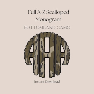 Scalloped Bottomland Camo Monogram / Bottomland Camo / Monogram / Sublimation Design / Heat Press Designs / Monogram PNG