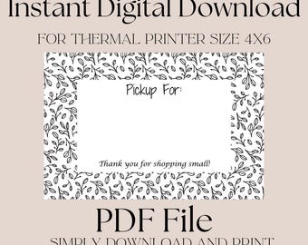 Floral Digital Thermal Printer Label 4x6 | Pretty Shipping Label | Thermal Printer Design | Small Business Packaging
