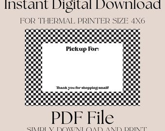 Checkered Digital Thermal Printer Label 4x6 | Shipping Label | Thermal Printer Design | Small Business Packaging