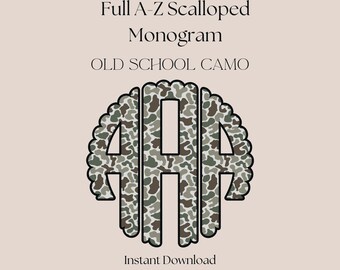 Custom Old School Camo Monogram Digital Download | Scalloped Personalized Hunting Design