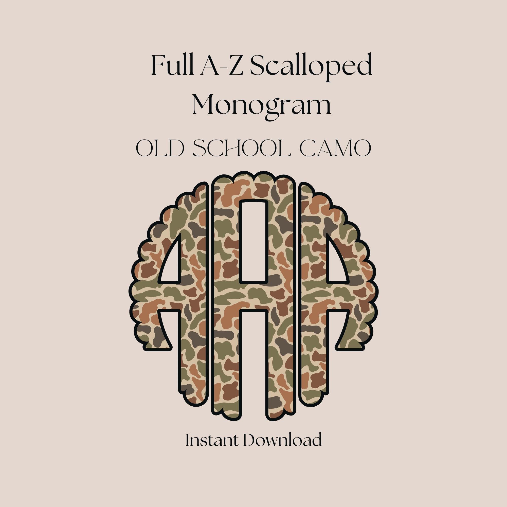 Vintage Camo Scalloped Monogram PNG | Personalized Initial | Download ...