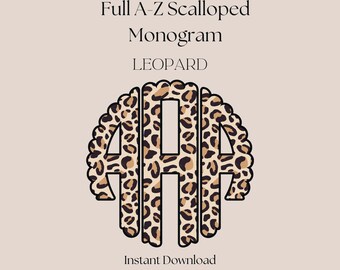 Scalloped Leopard Monogram PNG | Digital Download | Leopard Print Frame | Instant Download