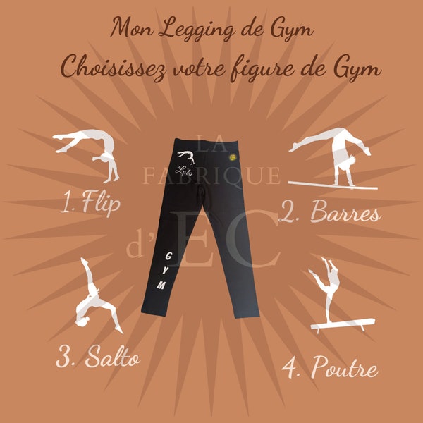 Leggings noir de GYM personnalisé avec prénom GAF