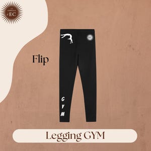 Black GYM children&#39;s leggings personalized with first name GAF