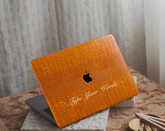 Personalisierte einzigartige orange Krokodillederhülle MacBook Air 13m3 Mac Pro13/14/16 MacBook M1/M2/M3 MacBook Air15 MacBook Touch Bar 13Case