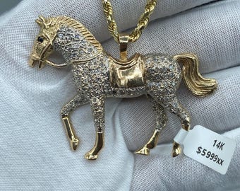 Custom 10K solid Horse Pendant 2.5ct Diamonds total