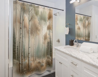 Calming Aspen trees Shower Curtain, Peaceful, Bathroom Curtain, Bathroom Décor