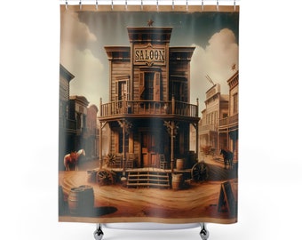 Western Saloon Shower Curtain, Antique, Bathroom Curtain, Bathroom Décor